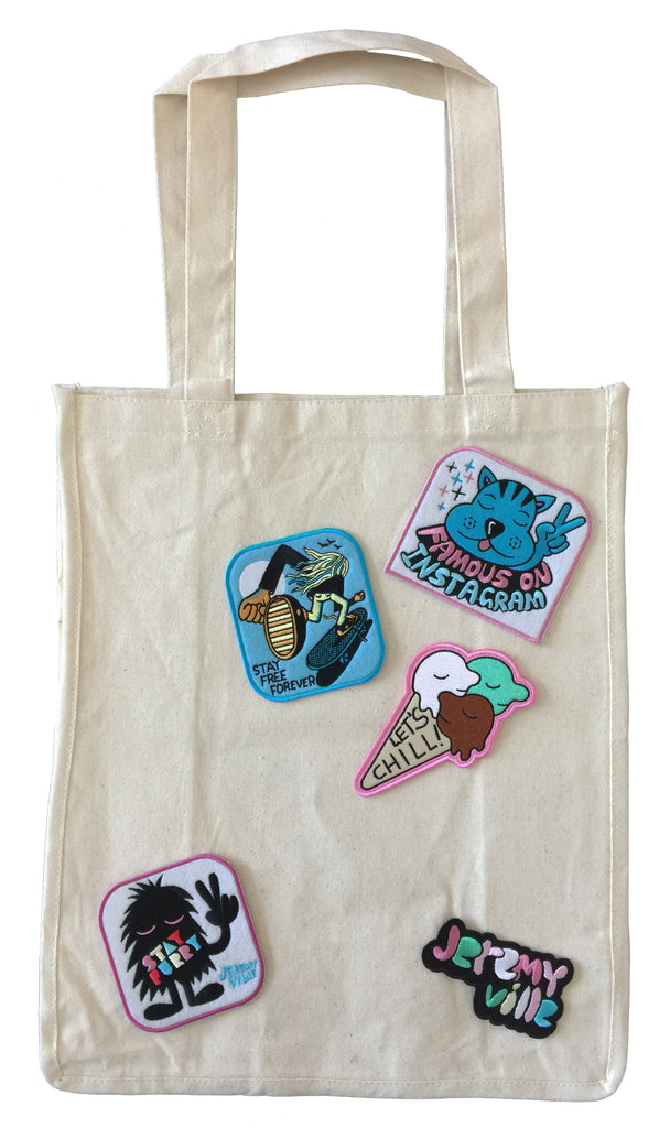 Jeremyville Corner Store — Tote With Patches - Style 3